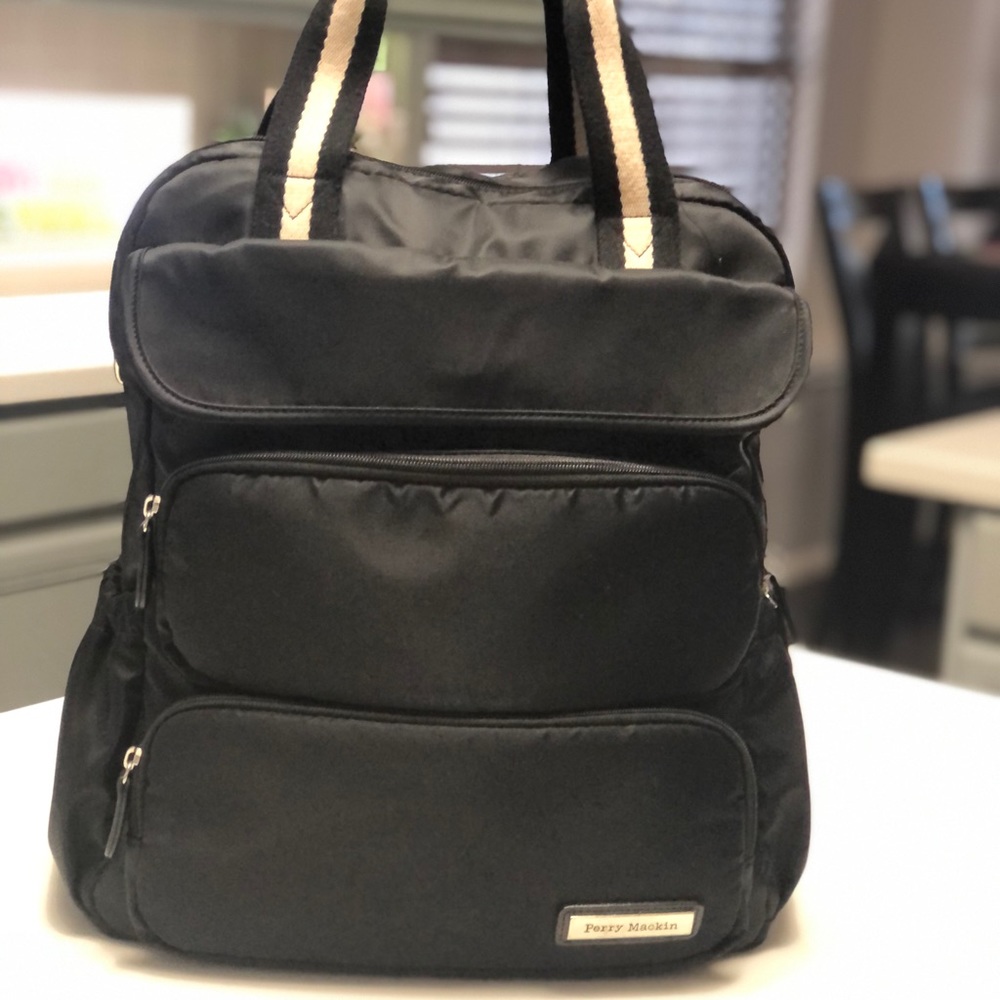 Perry Mackin Black Backpack Diaper Bag